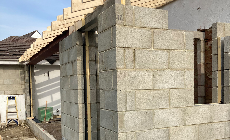 concrete block breezeblock wall construction image